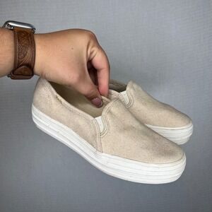 Keds Size 5.5 Double Decker Platform Slip On Sneakers Womens Beige Casual‎ Shoes